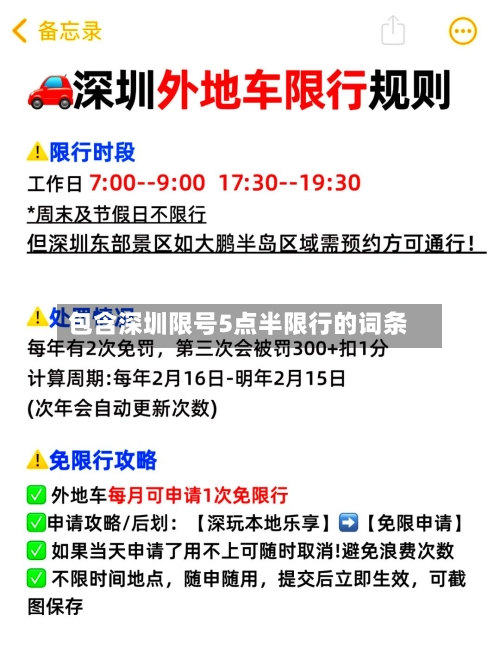 包含深圳限号5点半限行的词条