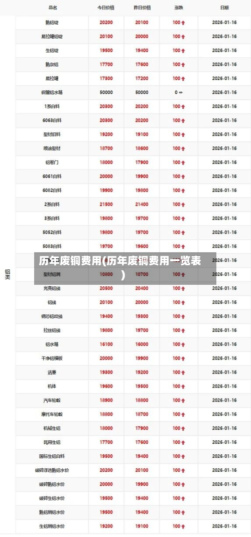 历年废铜费用(历年废铜费用一览表)-第2张图片
