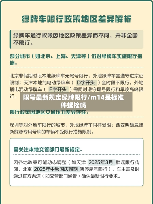 限号最新规定绿牌限行/m14是标准件螺栓吗