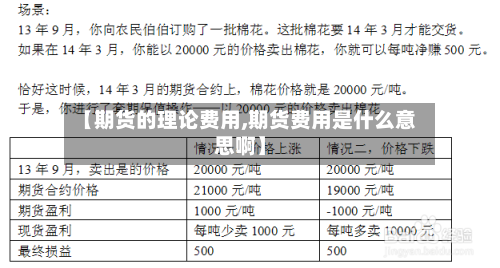 【期货的理论费用,期货费用是什么意思啊】