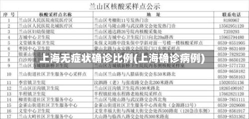 上海无症状确诊比例(上海确诊病例)