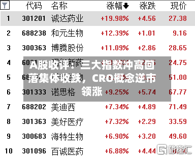 A股收评：三大指数冲高回落集体收跌，CRO概念逆市领涨-第2张图片