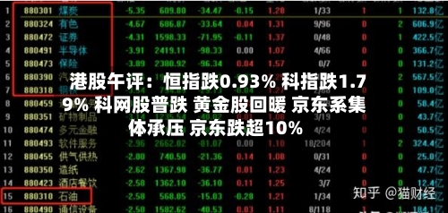港股午评:恒指跌0.93% 科指跌1.79% 科网股普跌 黄金股回暖 京东系集体承压 京东跌超10%-第1张图片