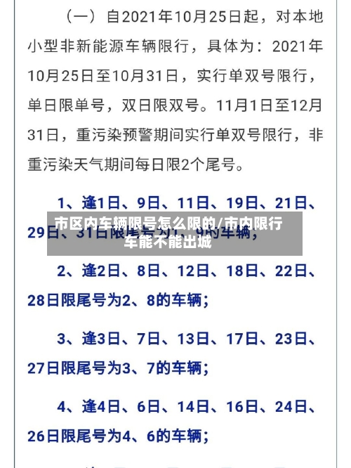 市区内车辆限号怎么限的/市内限行车能不能出城-第2张图片