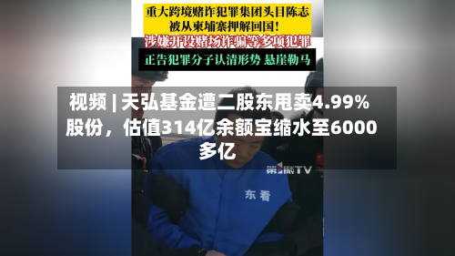 视频 | 天弘基金遭二股东甩卖4.99%股份，估值314亿余额宝缩水至6000多亿