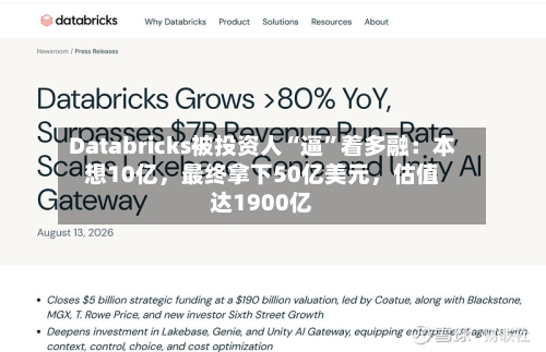 Databricks被投资人“逼	”着多融：本想10亿，最终拿下50亿美元	，估值达1900亿-第2张图片