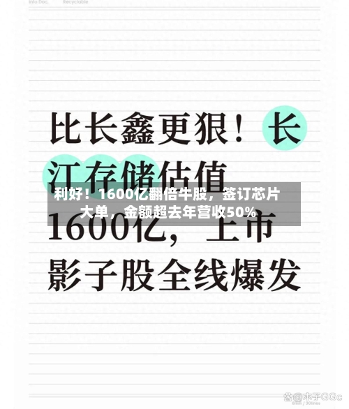 利好！1600亿翻倍牛股，签订芯片大单，金额超去年营收50%-第2张图片