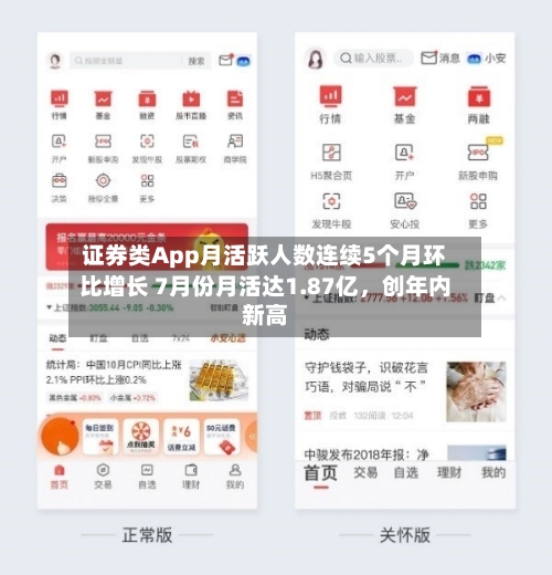 证券类App月活跃人数连续5个月环比增长 7月份月活达1.87亿	，创年内新高-第2张图片