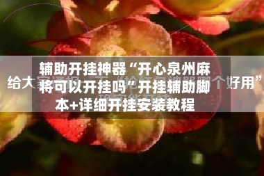 辅助开挂神器“开心泉州麻将可以开挂吗	”开挂辅助脚本+详细开挂安装教程-第2张图片