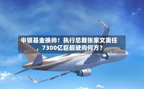 中银基金换帅！执行总裁张家文离任	，7300亿巨舰驶向何方？-第3张图片