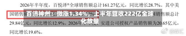百济神州：微涨1.34%，上半年营收222亿全球化放量-第2张图片