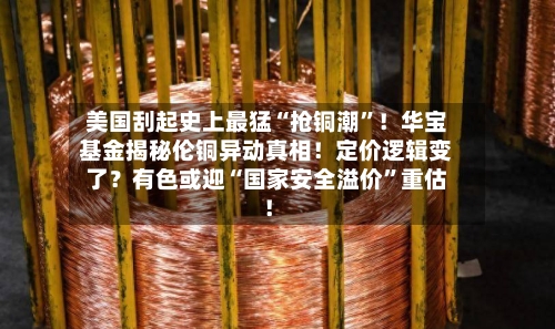 美国刮起史上最猛“抢铜潮”！华宝基金揭秘伦铜异动真相！定价逻辑变了？有色或迎“国家安全溢价”重估！