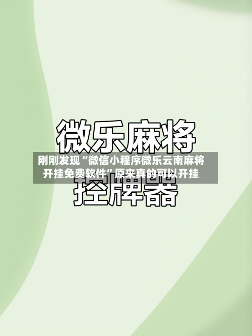 刚刚发现“微信小程序微乐云南麻将开挂免费软件	”原来真的可以开挂-第3张图片