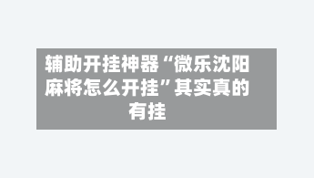 辅助开挂神器“微乐沈阳麻将怎么开挂”其实真的有挂-第3张图片