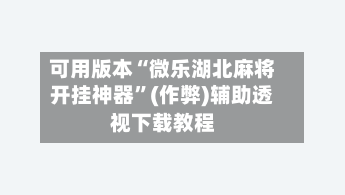 可用版本“微乐湖北麻将开挂神器	”(作弊)辅助透视下载教程-第2张图片