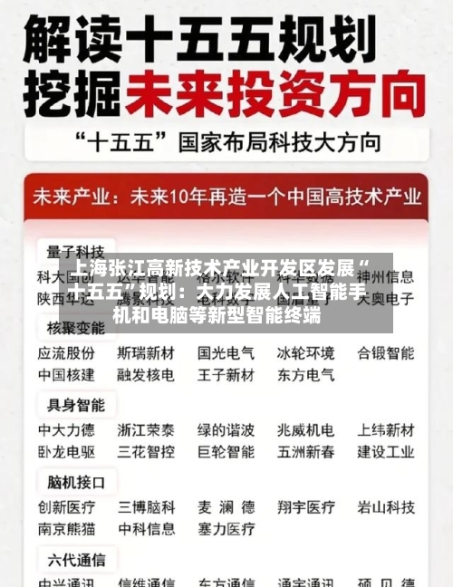 上海张江高新技术产业开发区发展“十五五”规划：大力发展人工智能手机和电脑等新型智能终端