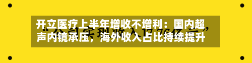 开立医疗上半年增收不增利：国内超声内镜承压，海外收入占比持续提升-第1张图片