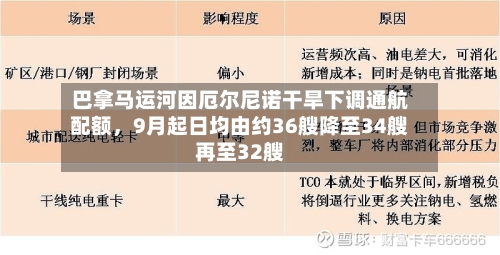 巴拿马运河因厄尔尼诺干旱下调通航配额，9月起日均由约36艘降至34艘再至32艘-第2张图片