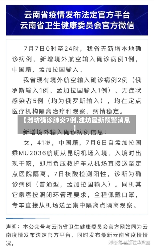 【潍坊确诊肺炎7例,潍坊最新预警消息】