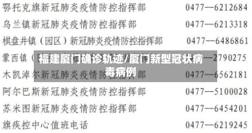 福建厦门确诊轨迹/厦门新型冠状病毒病例