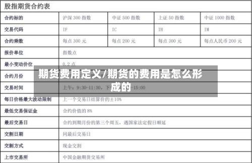 期货费用定义/期货的费用是怎么形成的