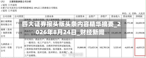 四大证券报头版头条内容精华摘要_2026年8月24日_财经新闻-第2张图片