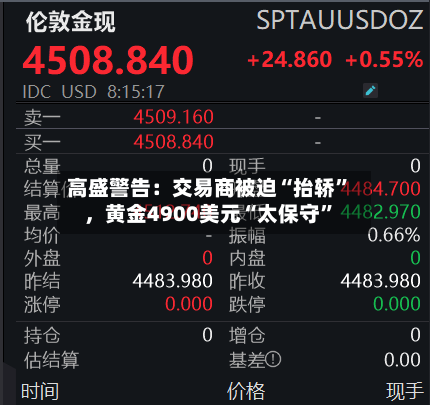 高盛警告：交易商被迫“抬轿”，黄金4900美元“太保守	”-第3张图片