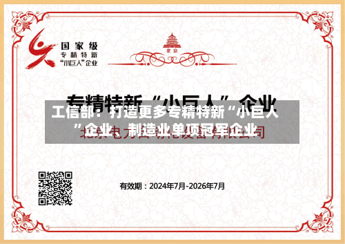 工信部：打造更多专精特新“小巨人”企业、制造业单项冠军企业-第2张图片