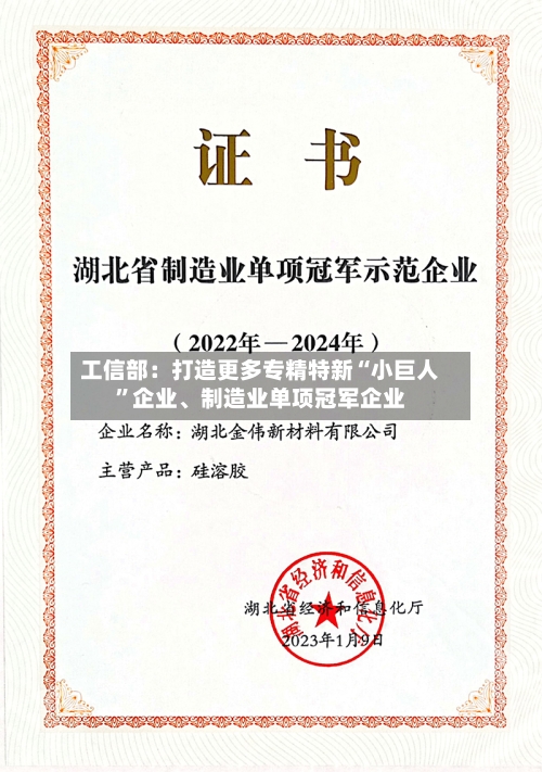 工信部：打造更多专精特新“小巨人”企业、制造业单项冠军企业-第3张图片