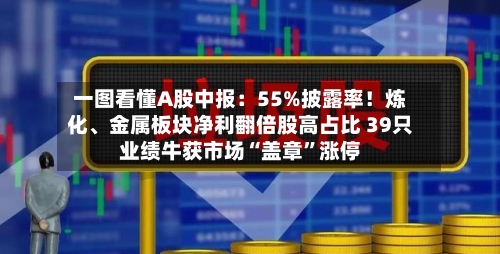 一图看懂A股中报：55%披露率！炼化、金属板块净利翻倍股高占比 39只业绩牛获市场“盖章”涨停