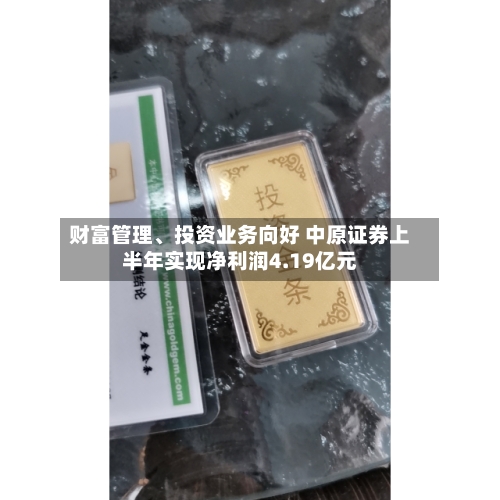 财富管理、投资业务向好 中原证券上半年实现净利润4.19亿元-第2张图片