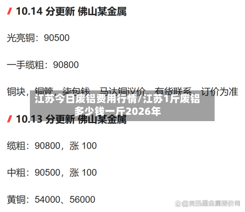 江苏今日废铝费用行情/江苏1斤废铝多少钱一斤2026年