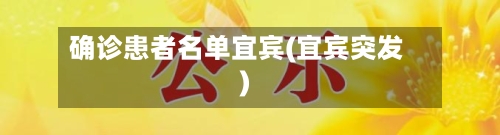 确诊患者名单宜宾(宜宾突发)-第2张图片
