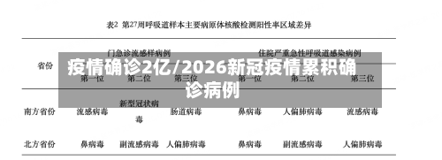 疫情确诊2亿/2026新冠疫情累积确诊病例