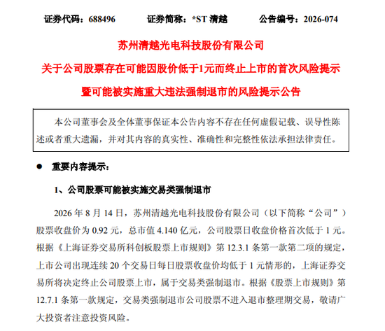 688496，连踩两道退市红线