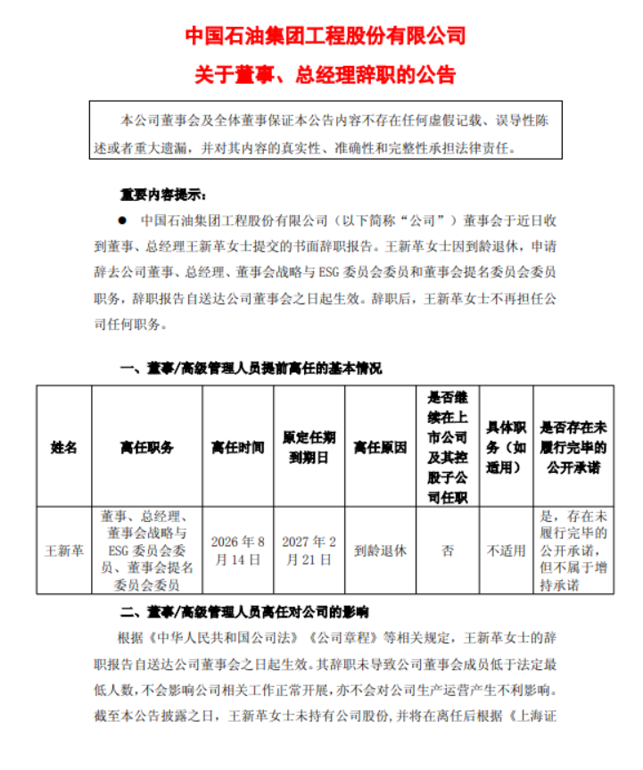 近期石油企业人事变动